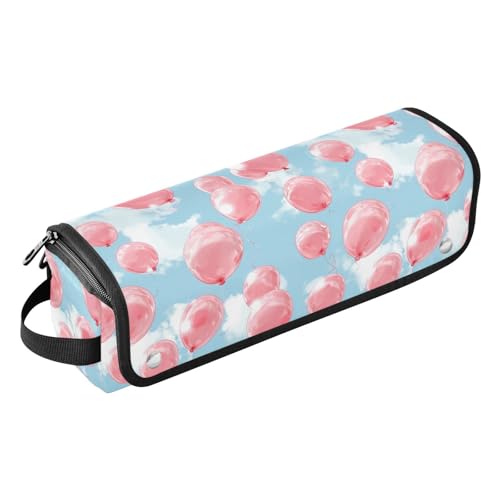 Organizador 2 en 1 para Herramientas de Cabello con Tapete para Planchas, Bolsa para Almacenaje de Plancha, Rizadora y Secador, Bolsa de Viaje para Mujeres en Color Blush Balloons en Cielo Azul Claro