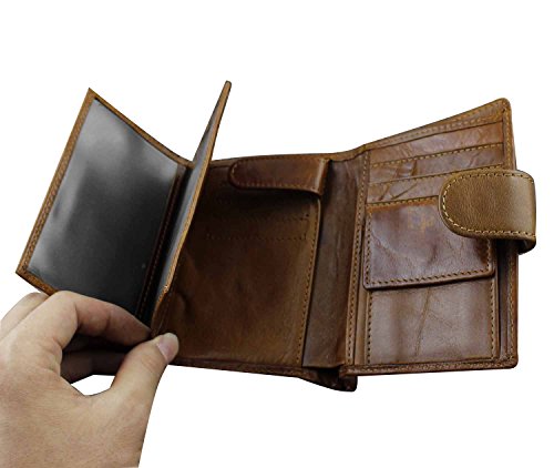 Men's Genuine Leather Biker Star Zipper Card/Money Chain wallet Purse4