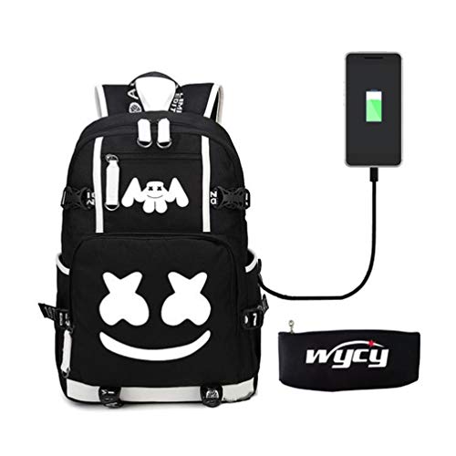 WYCY Mochila Luminosa Mochila Escolar de Gran Volumen 36L con Puerto de Carga USB y Línea de Audio Mochila Escolar Unisex Mochila con Luminosa Caja de Lápices (Diablo Sonriente) Cover