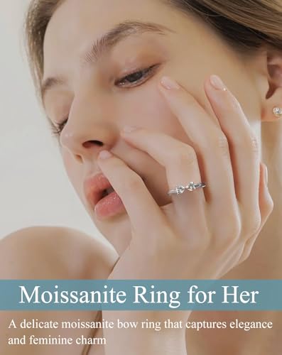 0.6 Carat Moissanite Wedding Ring for Women Fashion 925 Silver Bow Tie Ring Heart Moissanite Engagement Ring2