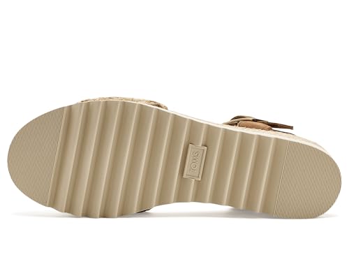 Image of TOMS Women's Diana Wedge Heel Sandal, Leather Upper, Rope-Wrapped Midsole, Adjustable Strap, Buckle, OrthoLite Insole