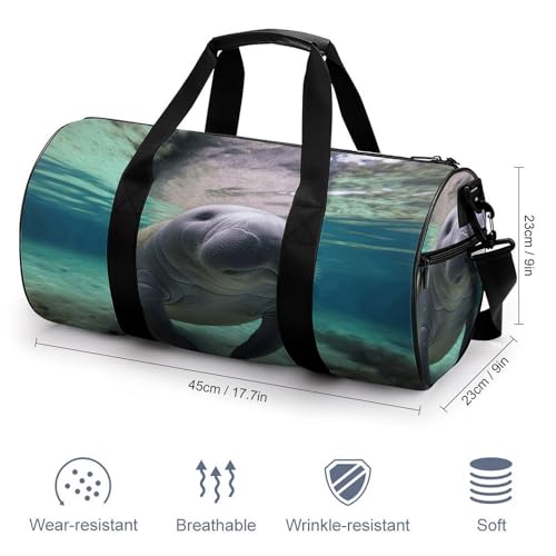 Gym Bag For Women Men Lightweight Cute Sea Animal Manatee Print Duffel Bag Personalized Travel Bags For Travel Sports2