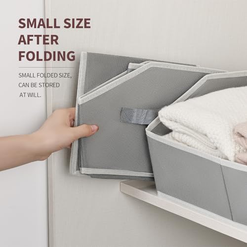Image of Homsorout Large Storage Bins Baskets - 6 Pack Closet Storage Cubes, Fabric Baskets for Organizing, Cube Organizer Bins with Handles, Foldable Boxes for Clothes, Towels, Grey