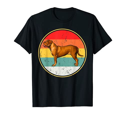 Vintage Retro Sunset Dogues de Bordeaux Dog T-Shirt, Black