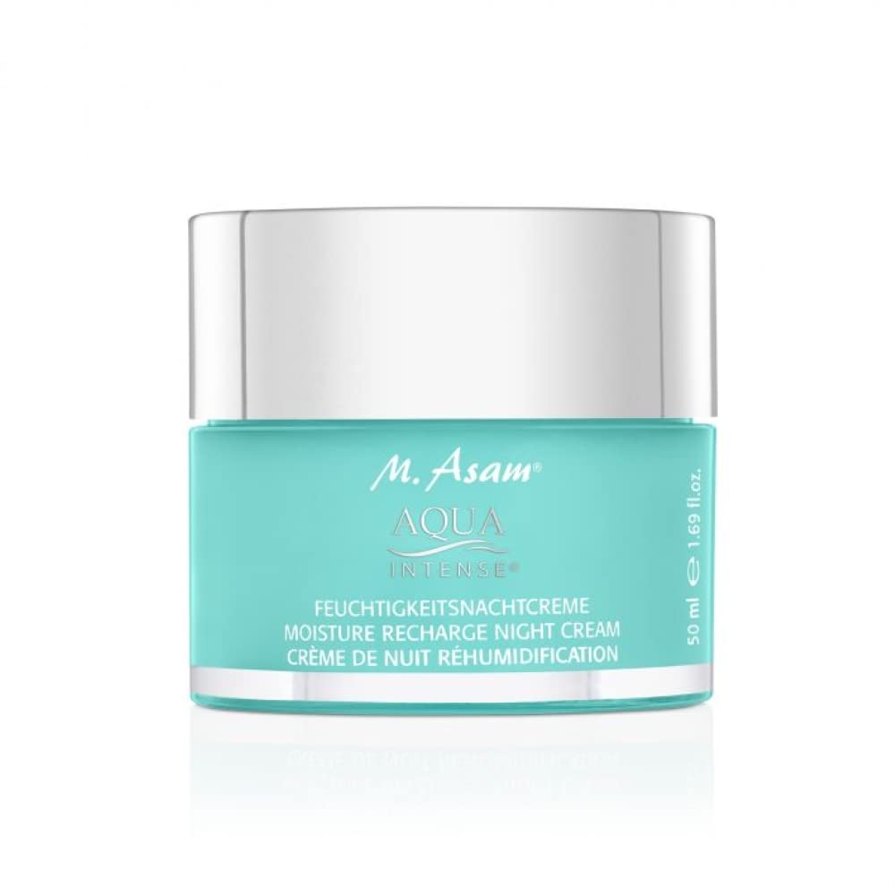 M. Asam Crema hidratante de noche Aqua Intense (50 ml) – Crema de noche con ácido hialurónico y silicio, crema facial hidratante, sin perfume y vegana, cuidado facial regenerador