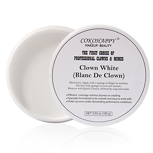 COKOHAPPY White Face Paint Clown Makeup Cream for Halloween Party Cosplay SFX Makeup Pretend Costume Oil-Based 100g