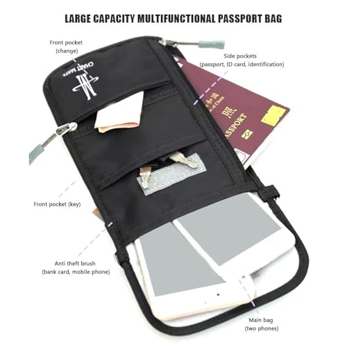 1Pcs Waterproof Portable Nylon Storage Bag Travel Document Card Passport Bag Neck Wallet Money Document Card4