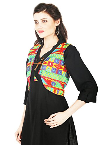 Women's Ethnic Multicolored Short Cotton Jacket/Waistcoat