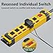 6 Outlet Heavy Duty 2700J Power Strip Surge Protector with Individual Switches Metal Mountable Power Strip with Flat Plug and Cord Manager, 6FT Long Extension Cord for Workshop, Workbench and Garage
