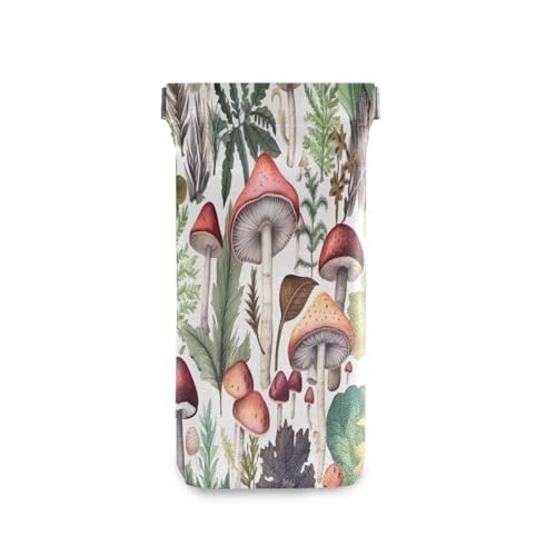 FLildon Forest Mushroom Eyeglasses Pouch Squeeze Top Sunglasses Case Soft PU Leather Eyeglass Bag for Men Women