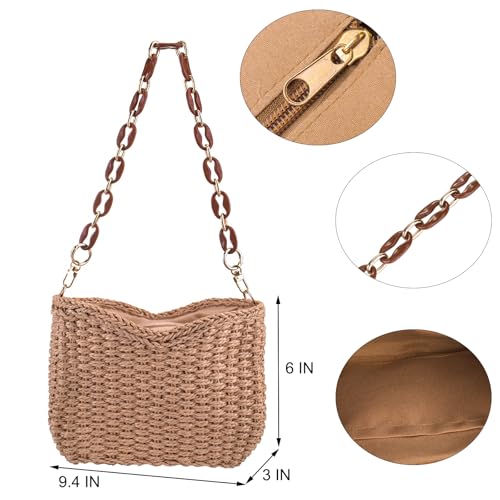Image of YYW Small Handmade Straw Bag for Women, Natural Summer Beach Shoulder Bag Rattan Crossbody Purse for Women