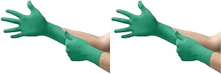 Ansell TouchNTuff Einweg-Nitrilhandschuhe, puderfreier Untersuchungshandschuh chemikalienbeständig lebensmittelecht, mechanischer Schutz latexfreies grün Größe M, 20 Stück 92-600 92600VP Packung mit 2
