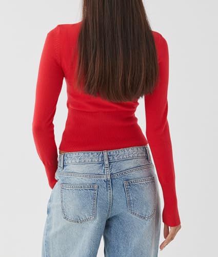 Cioatin Women Button Down Long Sleeve Crop Cardigan Y2K Crew Neck Fit Knit Sweater Pullover Shirt Fall Outfits Aesthetic4