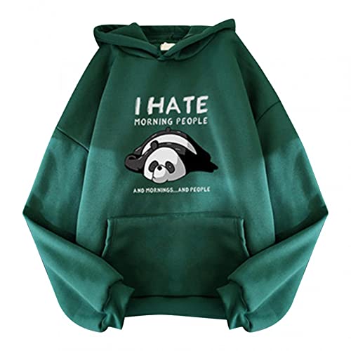 KUKICAT Sweat à Capuche Femme Décontractée Pullover Encapuchonné Imprimé Panda Mignonne Hoodie Couleur Unie Simple Cover