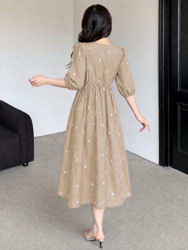 Image of SMOWKLY Cotton Blend Women's Casual Dress Mid-Length Maxi Dress for Woman ||Stylish Frocks for Women ||One Piece Dress for Women || Long Midi Dress for Woman || Party & Beach Wear