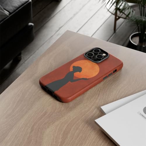 Coque iPhone 14 Pro Max silhouette de femme marron pour le quotidien