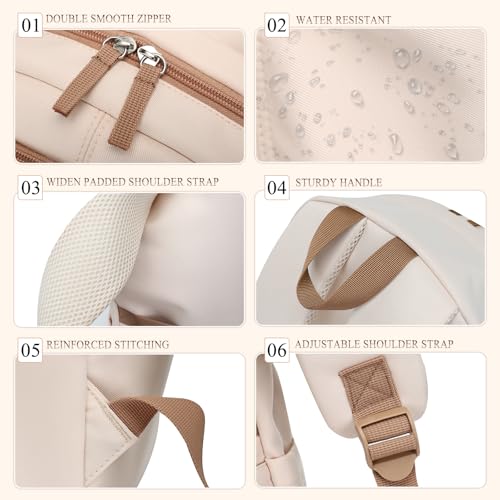 17.3 inch laptop backpack for women, Girls Backpack for School, Cute backpack for girls teens,Bookbag for Middle School College Students,Water Resistant school bag,mochilas escolares para niñas,Beige4