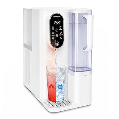 Leysern Hot and Cold Countertop Reverse Osmosis Water Filter, 7-Stage RO Filtration with UV, Dual-Thermoelectric Cooling, No Installation Required Water Purifier, TDS Monitor, NSF 372 Certified, White