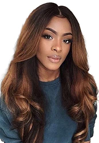 Perücke Echthaar Lace Wig Blonde Echthaar Perücke 4x4 Lace Front Wig Ombre Blonde Human Hair Wig Glueless Wig Brazilian Body Wave Remy Virgin Unprocessed Hair Bleached Knots 1b/30 Ombre Wig 24" Cover