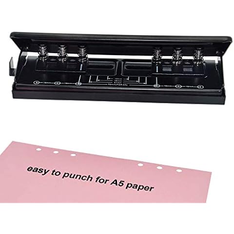 WORKLION Adjustable 6-Hole Punch with Positioning Mark, Daily Paper Puncher for A5 Size Six Ring Binder Planners - refill Pages Cover