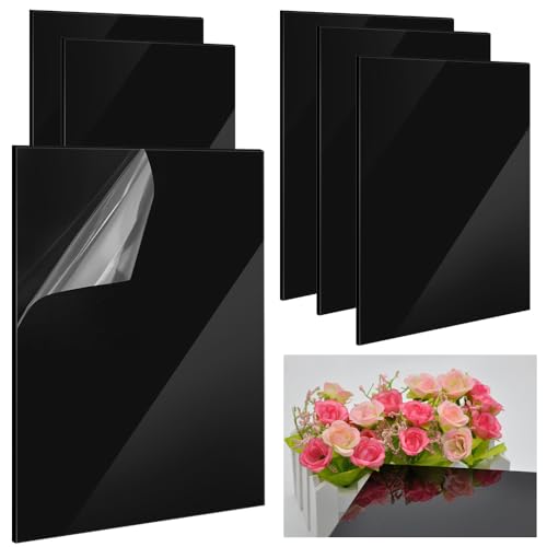 MININUSI 6 Hojas Láminas de Acrílico Negro Metacrilato Plexiglás 1.5mm Plancha de Metacrilato Negro Láminas de Metacrilato de Plexiglás Plastico Acrílico para Marcos de Fotos Pinturas 300 x 21cm(A4)