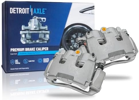 Detroit Axle - 2 Front Brake Calipers for 2009-2018 Ram 1500, 2019-2022 1500 Classic 2009-2011 Dodge Dakota, Disc Brake Calipers with Bracket Assembly Replacement