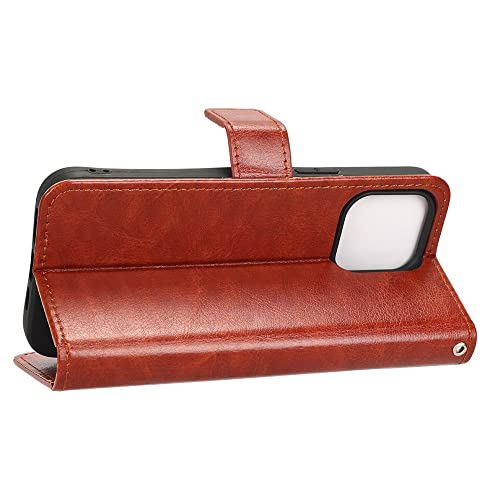 Étui iPhone 14 Plus marron avec porte-carte et clapet fin antichoc