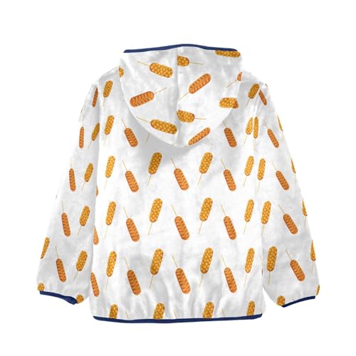 Korean Corn Dog Girls Fleece Jacket Girls Fall Jacket Girls Zip Up Hoodie Girls Sherpa Jacket 2-10T2