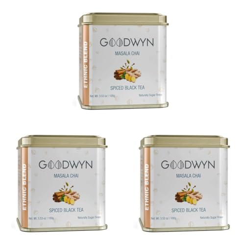 Image of Goodwyn Kadak Masala Chai (100g) - Assam Tea with Cardamom, Cinnamon, Clove, Ginger & Black Pepper | Black & Milk Tea | Boosts Immunity, Aids Digestion & Energy | Export Quality | Reusable Tin Can