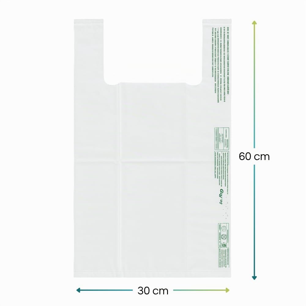 VIRSUS Buste Biodegradabili Compostabili 30+8+8x60cm, Sacchetti da 500 Pezzi, Shopper Spesa e Busta per Alimenti e Umido