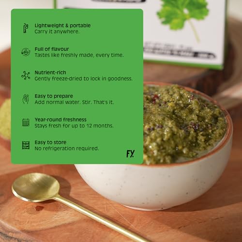 Image of Chutnefy Coriander Chutney | 250g Freeze-Dried Instant Dry Mix | Just Add Water to Make 20+ Servings (1000 g) | 0% Preservatives or Additives