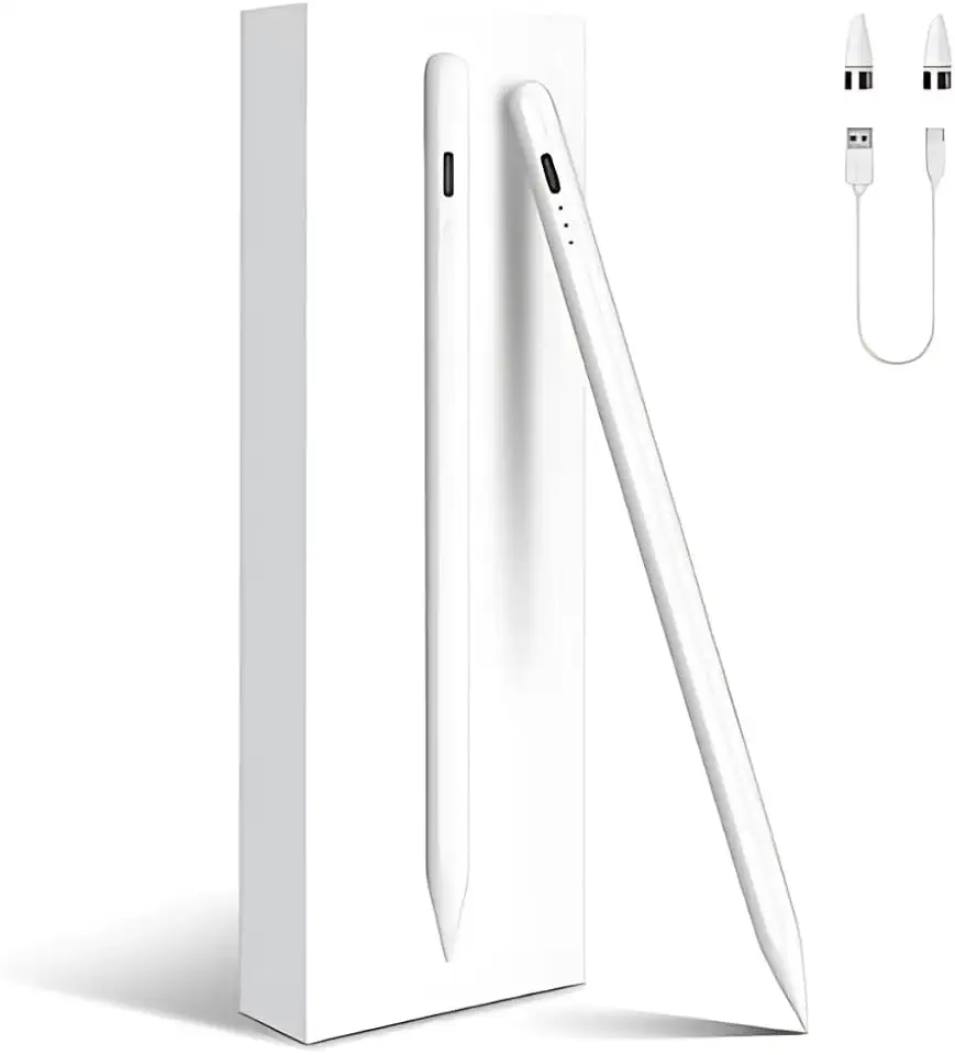 Caneta Digital Stylus Touch Screen Recarregável USB, Alta Precisão, Ponta Fina 1.5mm, Compatível iOS e Android