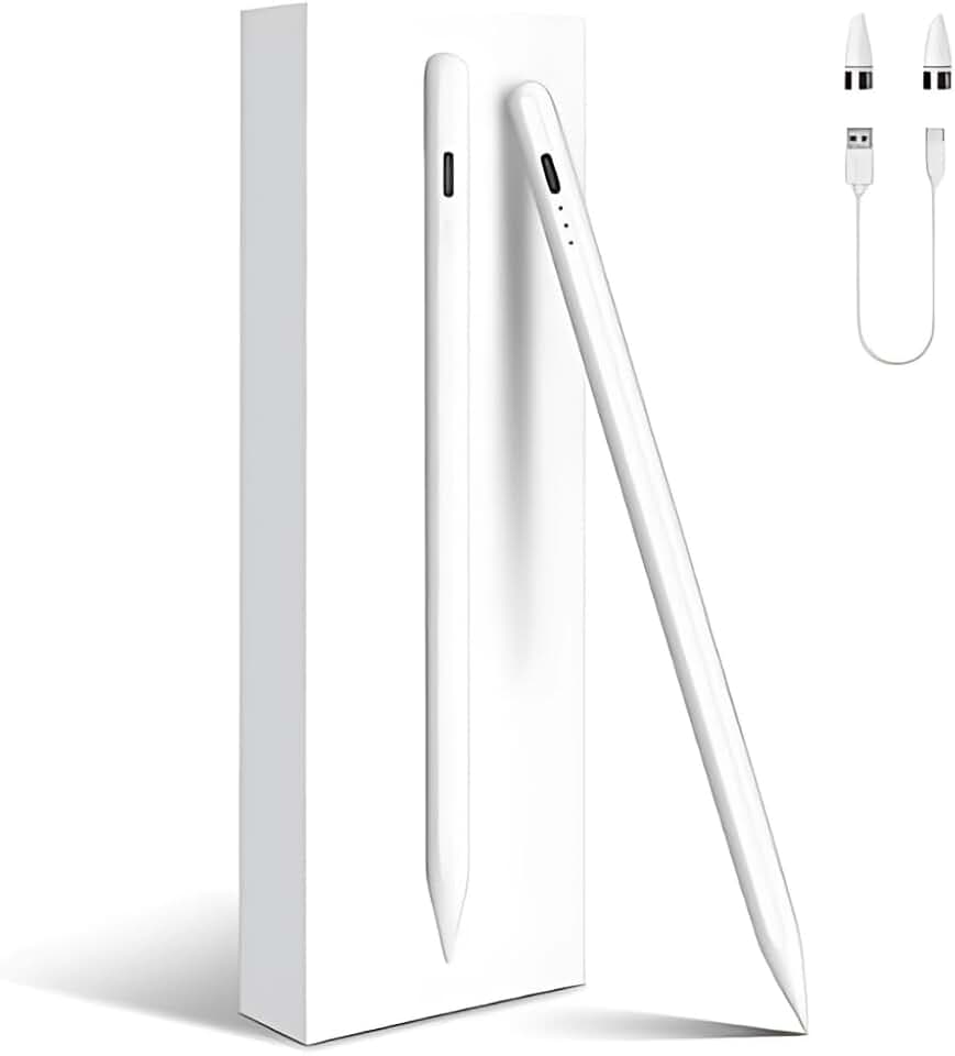 Caneta Digital Stylus Touch Screen Recarregável USB, Alta Precisão, Ponta Fina 1.5mm, Compatível iOS e Android