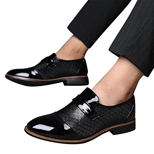 Hbeylia Men's Prince Classic Modern Formal Oxford Wingtip Dress Shoes Fashion Leather Slip On Pointed Toe Formal Business Shoes Tuxedo Modern Derby Shoes For Men Business Office Work Wedding