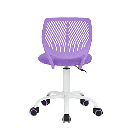 FurnitureR Kompakter Klassenstuhl, ergonomischer Sitz für Schule, Rückenlehne aus atmungsaktivem Netzgewebe, höhenverstellbar, Zeichenzimmerstuhl für Kinder, leicht zu bewegen, 360 °, Violett