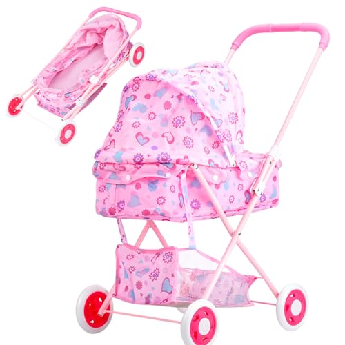Poussette jouet pour bébé avec grande chaise haute pour poupon de 3 ans
