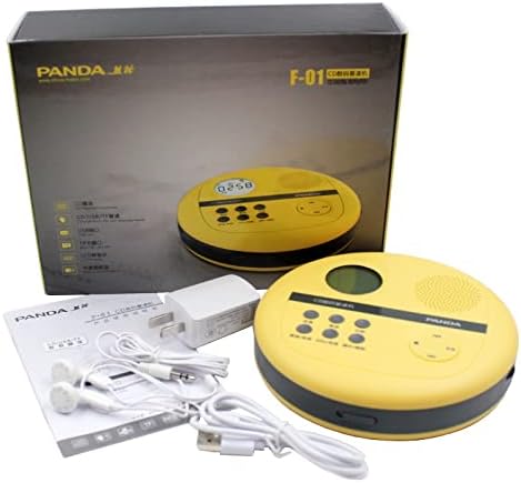 Portable CD Player with Earphone | CD/CD-R/CD-RW/MP3 Compatible | LCD Display | Remote Control | USB/TF Card Socket Home Car Travel Yellow