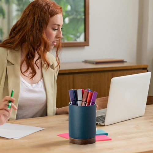 Image of Pen Holder for Desk, Ceramic Pencil Organizer & Makeup Brush Holder, Office Decor and Desk Accessories,Perfect Office Organization,Teacher Supplies(Royal Blue, Set / 1)