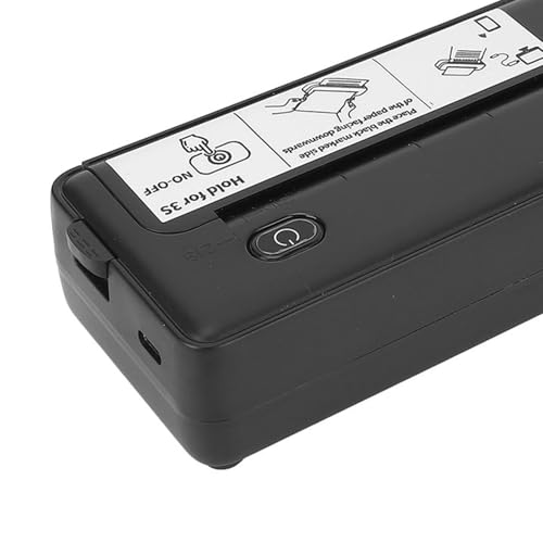 Image of Walfront Portable Wireless Thermal Printer, Bluetooth Inkless Printer, 203 DPI Compact ABS with 1800mAh Battery for Travel Office Home iOS and Laptop Users (Black)