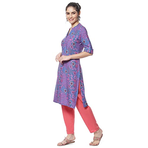 Image of Rangriti Purple Liva Straight Kurta for Women
