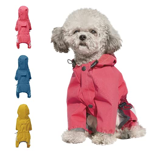 Cosibell Dog Raincoat, Waterproof Doggie Raincoats with Hood for Small Medium Dogs, Dog Rain Jacket with Reflective Strap, Lightweight Jacket with Hole(S, Pink)