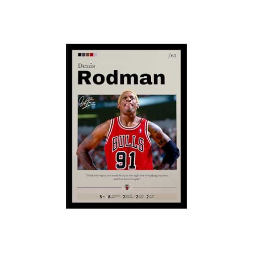 Image of BLINKART Dennis Rodman | Nba Basketball Player | Synthetic Wood Photo Framed Wall Hanging Poster Room & Office Bedroom Living Boys And Girl Room Home Wall Hanging | 13x10 Inches