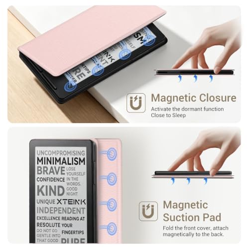 Image of CoBak Magnetic Case for XTEINK X3 eBook Reader, 3.7 inch Ultra-Lightweight PU Leather Cover(Pink)