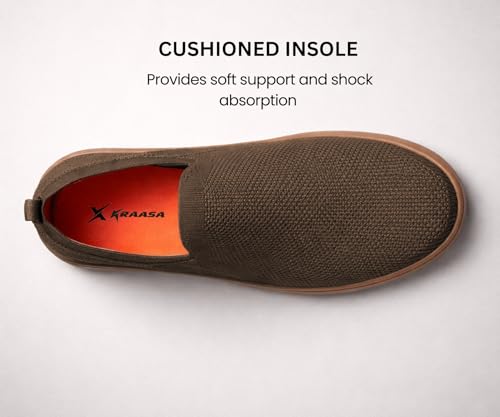 Image of Kraasa Men's Casual Slip-On Loafers | Soft Knitted Upper Breathable Flex Upper | Lightweight Comfort Shoes | TPR Sole