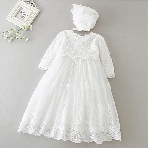 Meiqiduo Baby Girls Lace Party Dresses Infant Princess Wedding Gowns Birthday Formal Dress for Toddler3