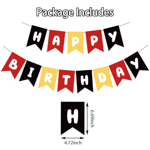Image of ZHENGYE Happy Birthday Banner Sign Party Decoration for Kids Girls Adult Birthday Party Decorations Supplies(Black Red)