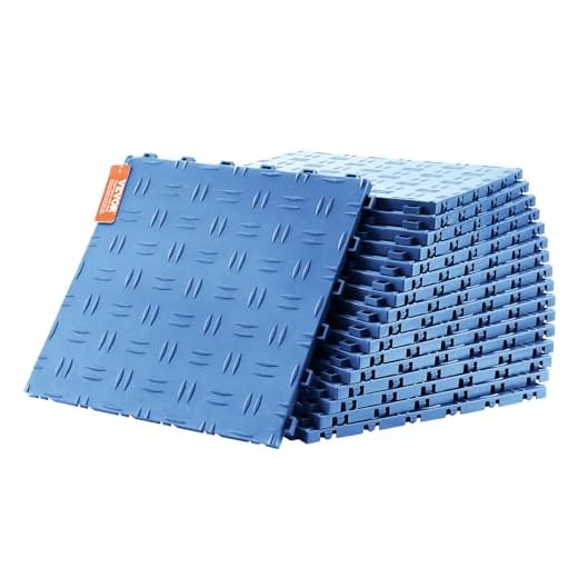 Piastrelle in pvc per garage 3 VEVOR Piastrelle per Garage ad Incastro, Confezione da 50, Piastrelle per Pavimentazione Garage in PP, 305 x 305 x 13,4 mm, Texture Antiscivolo per Garage, Seminterrati, Officine di Riparazione, Blu