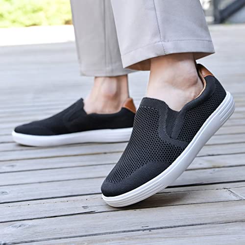 Image of konhill Mens Slip On Loafers Sneakers - Casual Knit Walking Shoes for Men, Lightweight Breathable Memory Foam Boat Shoes, Comfortable Slip-On Driving Loafers for Work Travel Beach