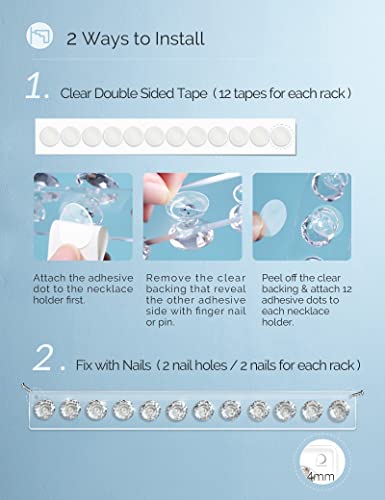 Mymazn 2 Pack Necklace Hangers Acrylic Necklaces Holder Wall Mounted Jewelry Organizer Hanging With 12 Diamond Shape Hooks, Jewelry Hangers For Necklace, Gift For Girls Women #TOP4