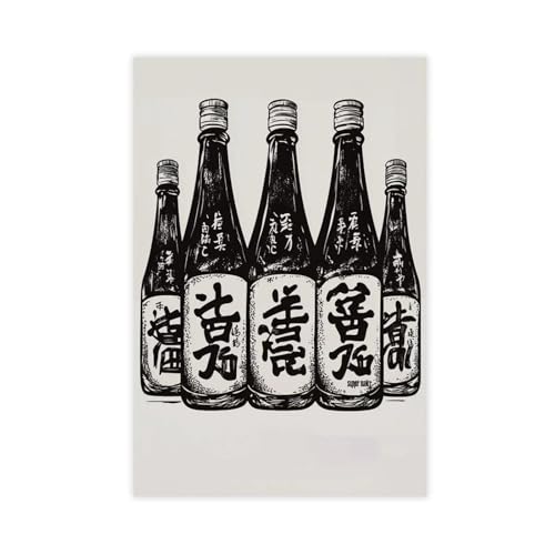 Poster vintage japonais de saké décoration murale grand format 61x91 cm